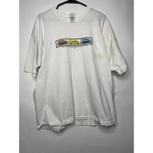 Vintage Volkswagen Beetle Tee Shirt Size XL White Distressed 90s‎ Colorful